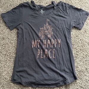 Gray Disney Parks Graphic Tee with Castle Design